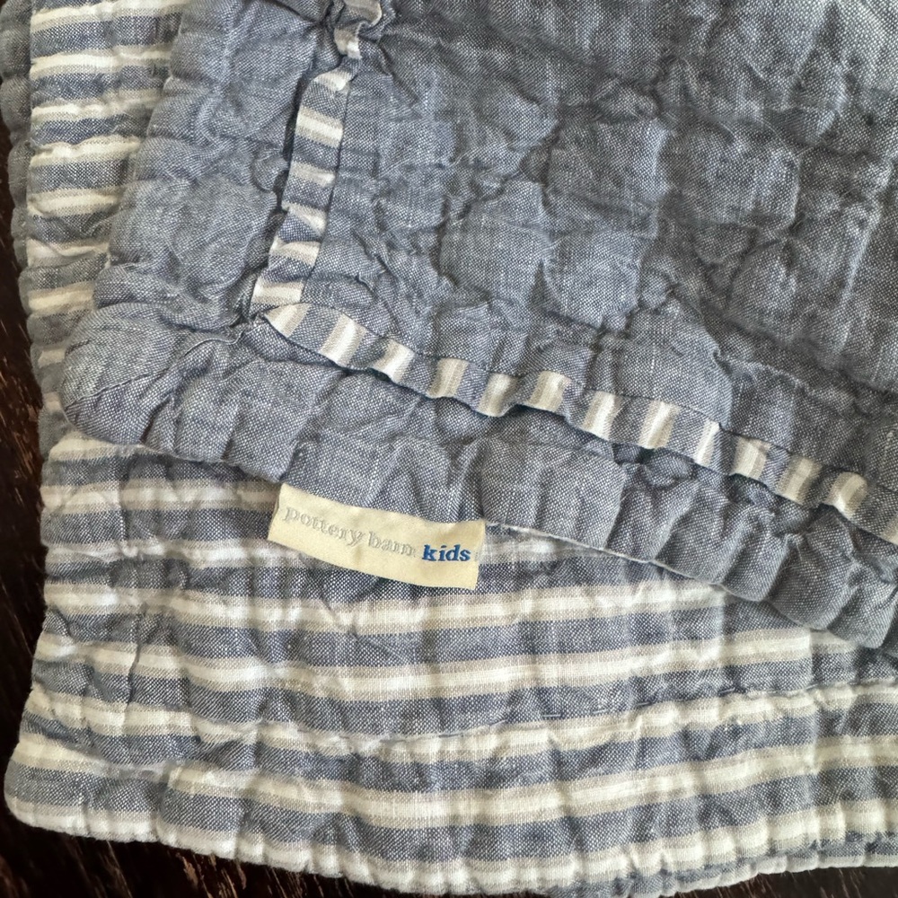 Pottery Barn Kids Blue Striped Anchor blanket